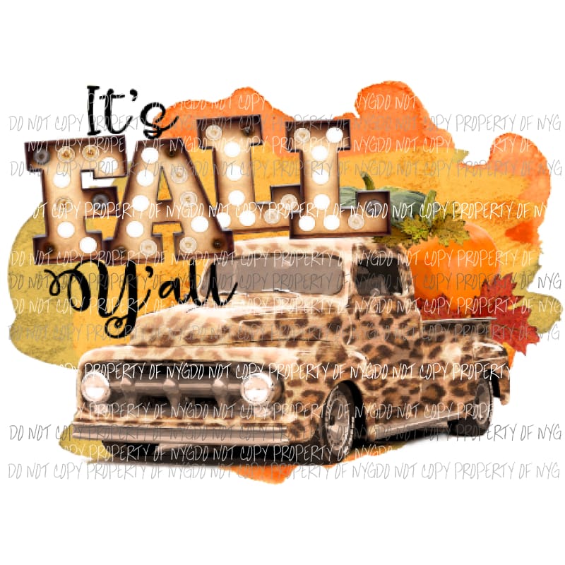 Its fall yall leopard truck Sublimation transfers Heat Transfer