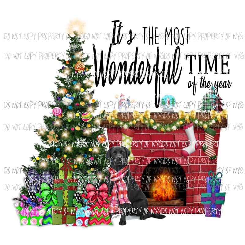 Its the most wonderful time of the year Dog Black Lab Sublimation transfers Heat Transfer
