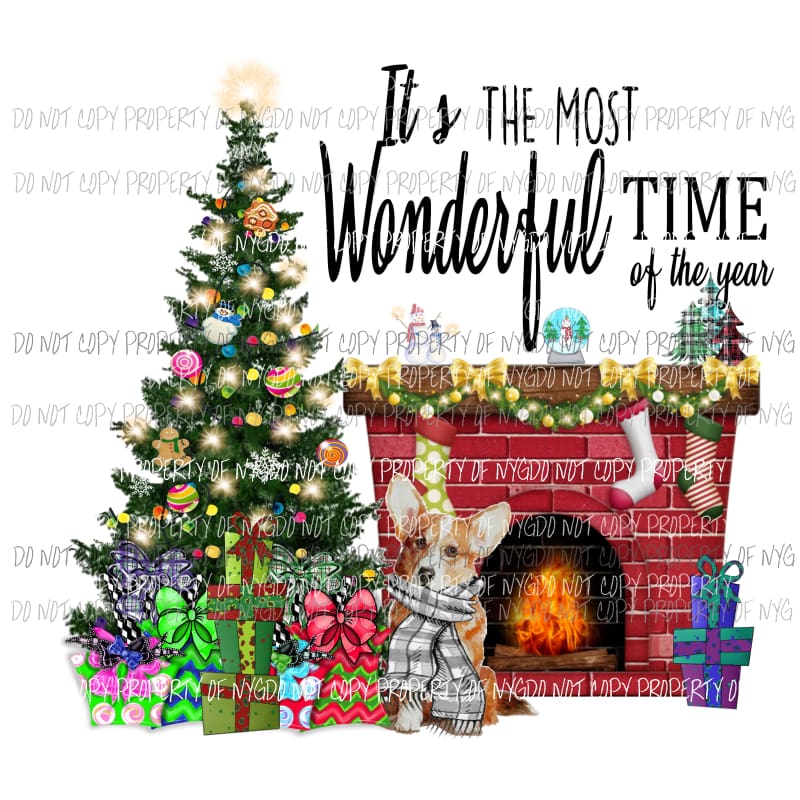 Its the most wonderful time of the year Dog Corgi Sublimation transfers Heat Transfer