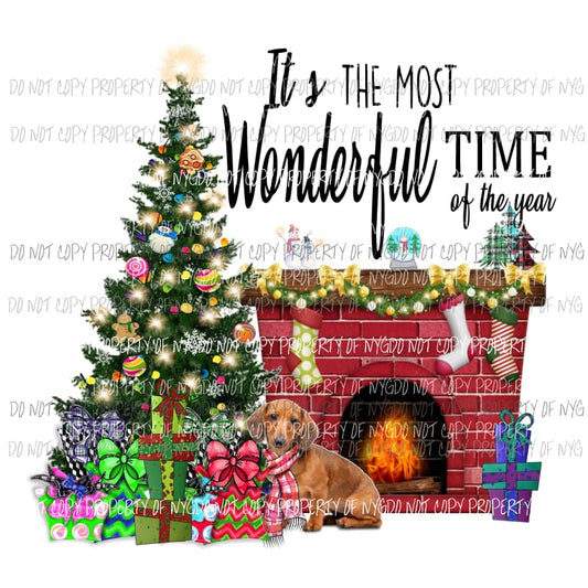 Its the most wonderful time of the year Dog Dauchaund 1 wiener Dog Sublimation transfers Heat Transfer