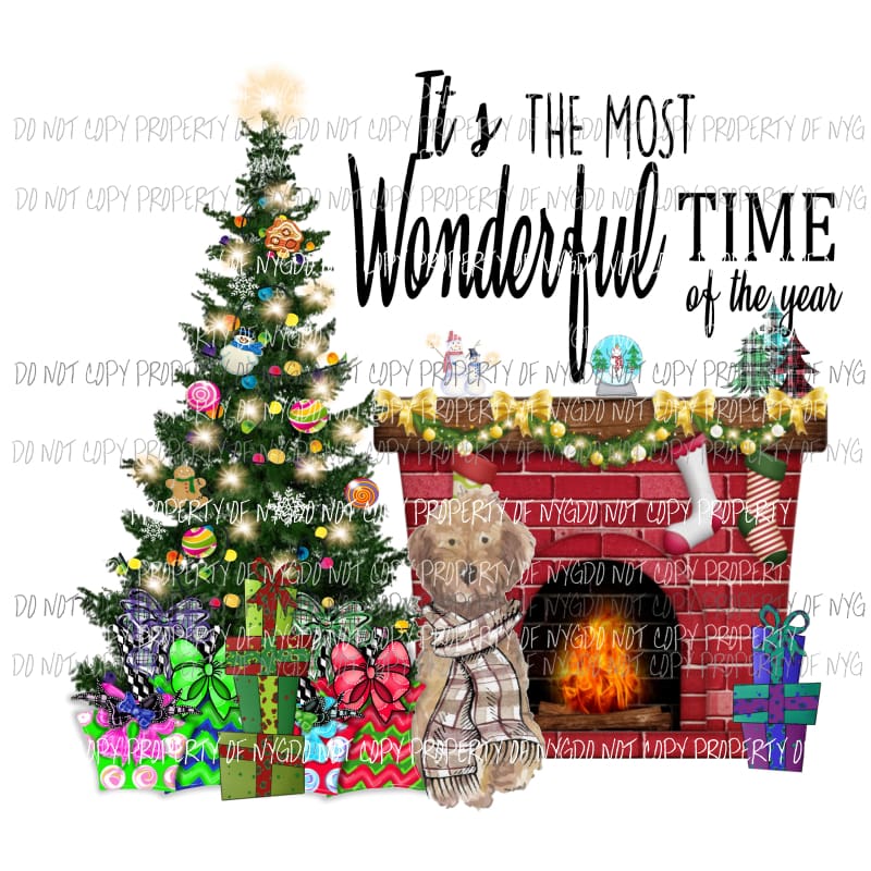 Its the most wonderful time of the year Dog Golden Doodle Sublimation transfers Heat Transfer