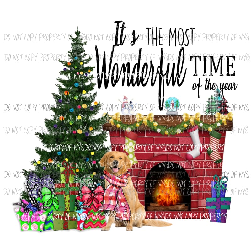 Its the most wonderful time of the year Dog Golden Ret 1 Sublimation transfers Heat Transfer