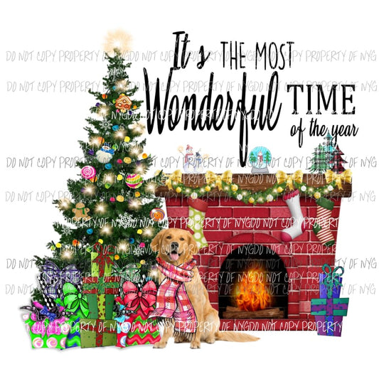 Its the most wonderful time of the year Dog Golden Ret 2 Sublimation transfers Heat Transfer