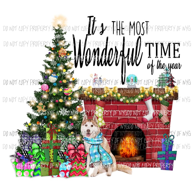 Its the most wonderful time of the year Dog Husky 1 Sublimation transfers Heat Transfer