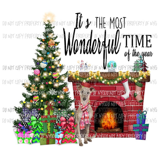 Its the most wonderful time of the year Dog Whippet Sublimation transfers Heat Transfer