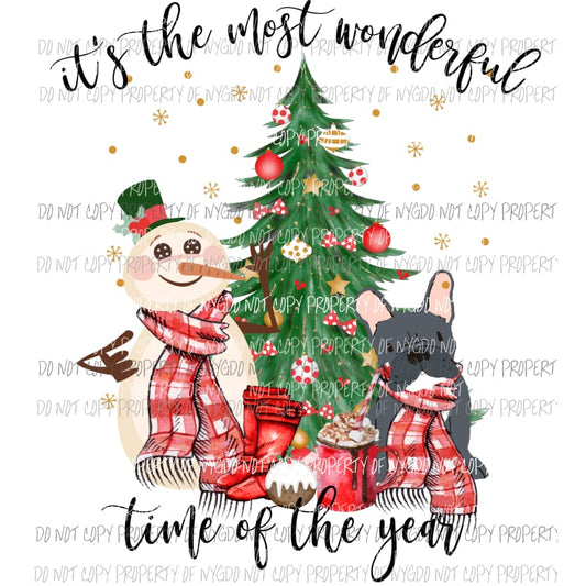 Its The Most Wonderful Time of the year frenchie dog Sublimation transfers Heat Transfer