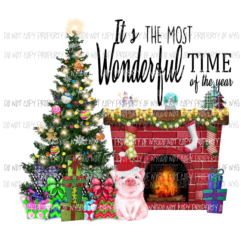 Its the most wonderful time of the year Pig santa Sublimation transfers Heat Transfer