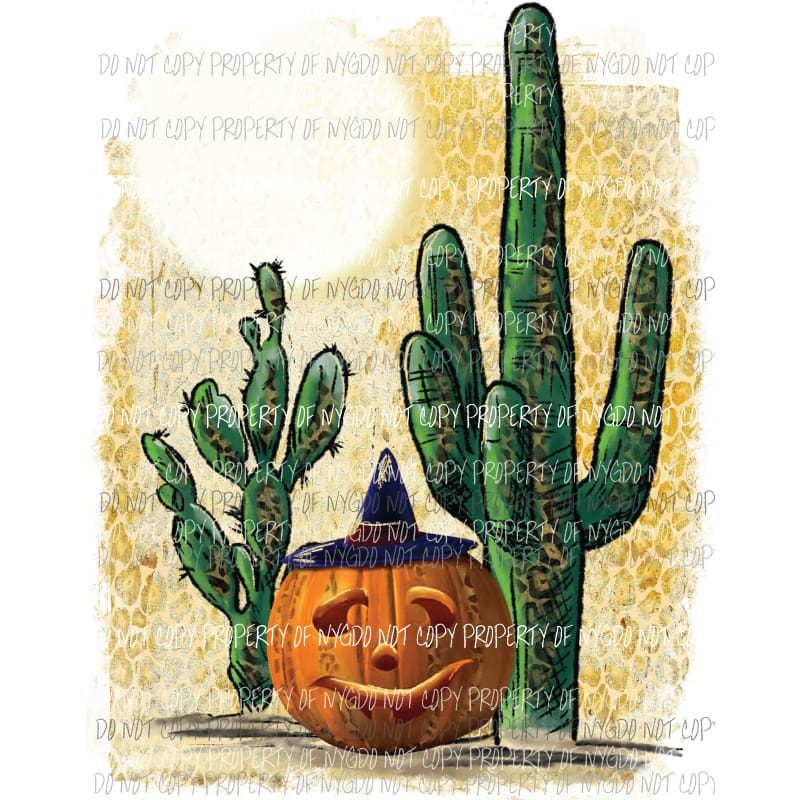 Jack O Lantern and Cactus Leopard Pumpkin Sublimation transfers Heat Transfer