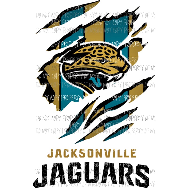 Jacksonville Jaguars ripped design Sublimation transfers Heat Transfer