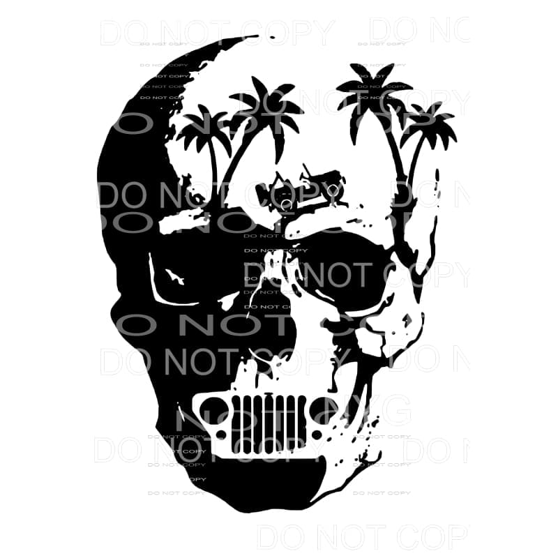 Jeep Skull Palm Trees Sublimation transfers - Heat Transfer