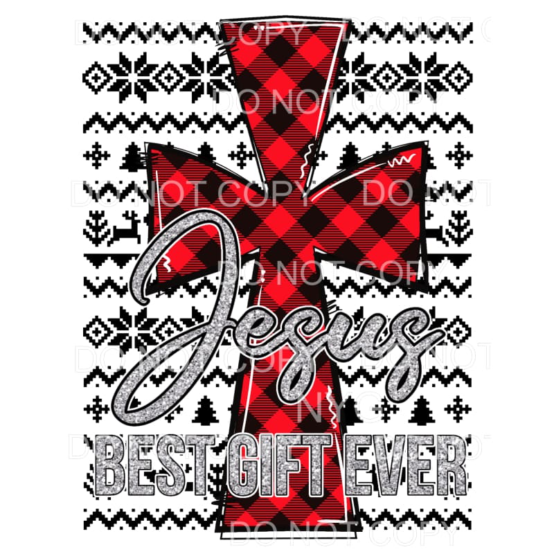 Jesus Best Gift Ever Red Buffalo Plaid Cross Sublimation 