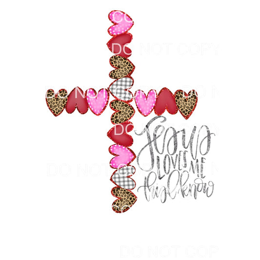 Jesus Loves Me This I Know Heart Cross Sublimation transfers