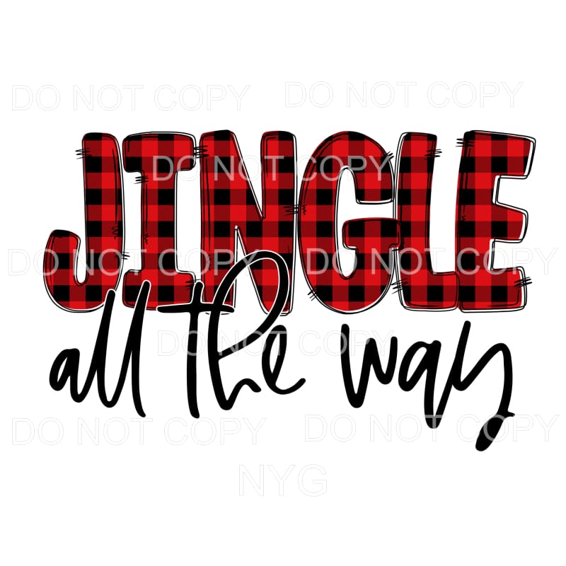 Jingle All The Way Red Buffalo Plaid #1487 Sublimation 