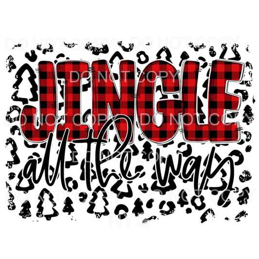 Jingle All The Way Red Plaid Leopard Background Sublimation 