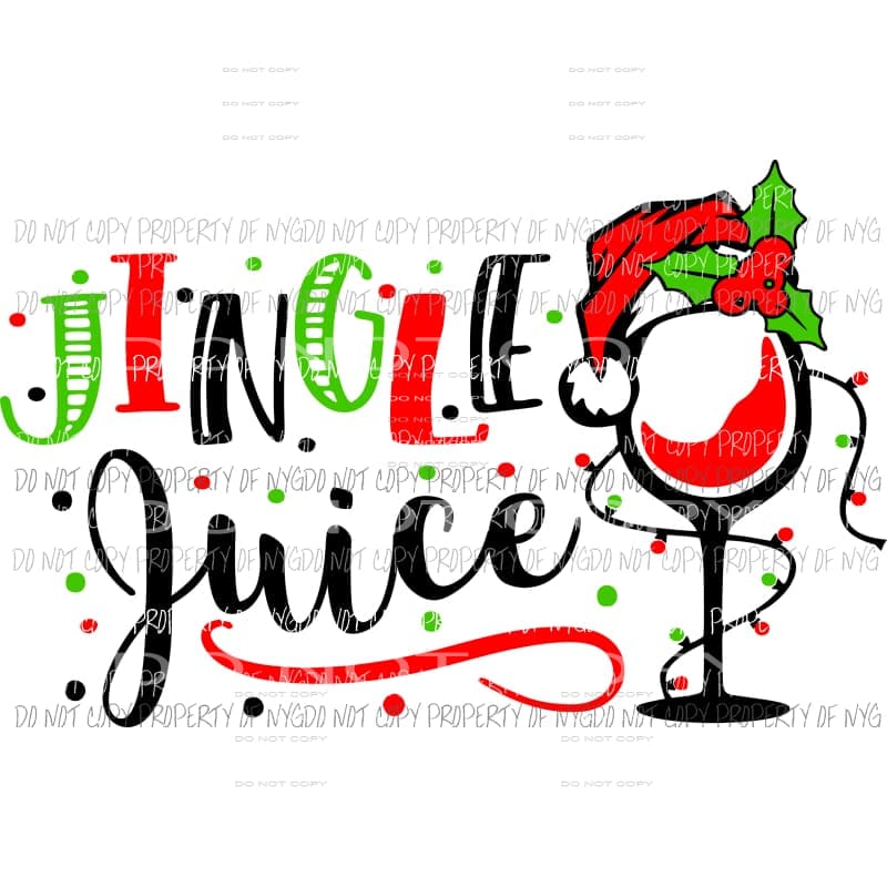 Jingle Juice wine glass santa hat Sublimation transfers Heat Transfer