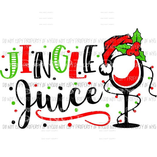 Jingle Juice wine glass santa hat Sublimation transfers Heat Transfer