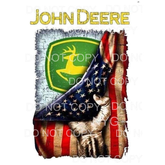 John Deere Log Hand Pulling Flag Sublimation transfers - 