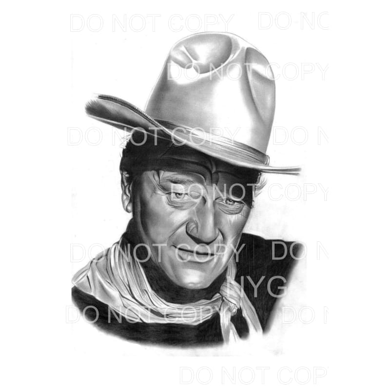 John Wayne western cowboy black white Sublimation transfers 