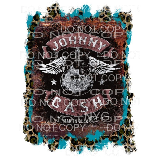 Johnny Cash Man In Black Distressed Leopard Blue leopard 