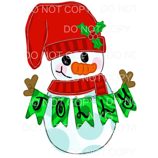 Jolly Snowman Red Scarf Hat Sublimation transfers - Heat 