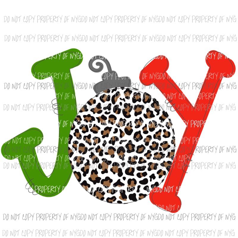 JOY Leopard Ornament Christmas Sublimation transfers Heat Transfer