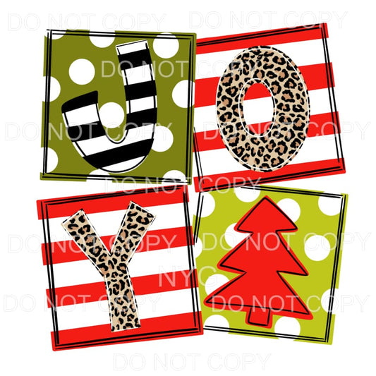 Joy Pattern Blocks Letters Leopard Sublimation transfers - 