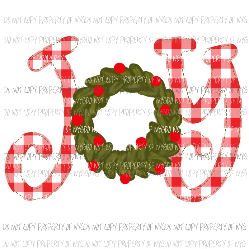 joy wreath red Sublimation transfers Heat Transfer