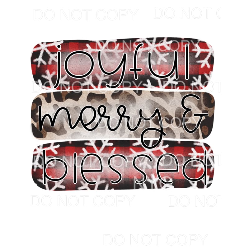 Joyful Merry & Blessed Red Buffalo Plaid Leopard Snowflackes