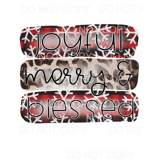 Joyful Merry & Blessed Red Buffalo Plaid Leopard Snowflackes