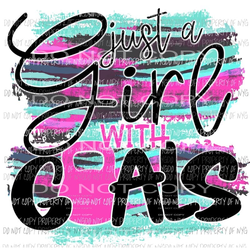 Just A Girl With Goals kettle-bell brushstrokes Sublimation transfers Heat Transfer