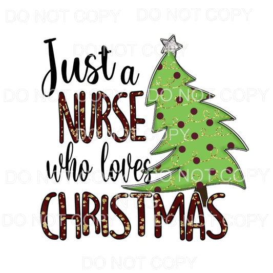 Just A Nurse Who Loves Christmas Burgundy Gold Tree #1515 