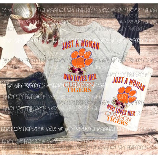 Just a woman Clemson sublimation transfer Heat Transfer