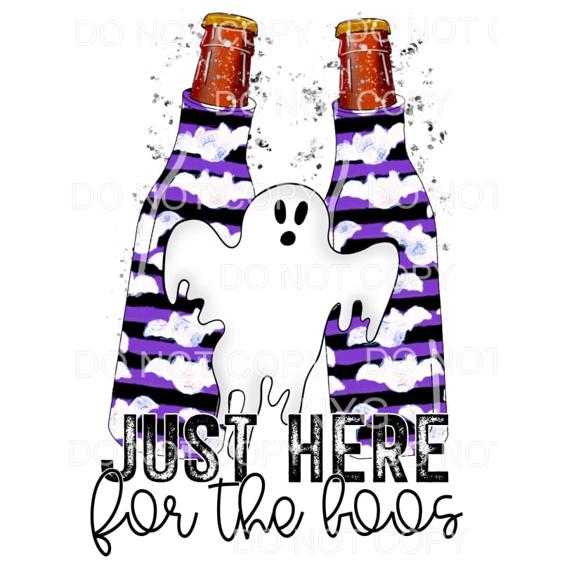Just Here For The Boos Ghost Purple Black Stripe Bats 