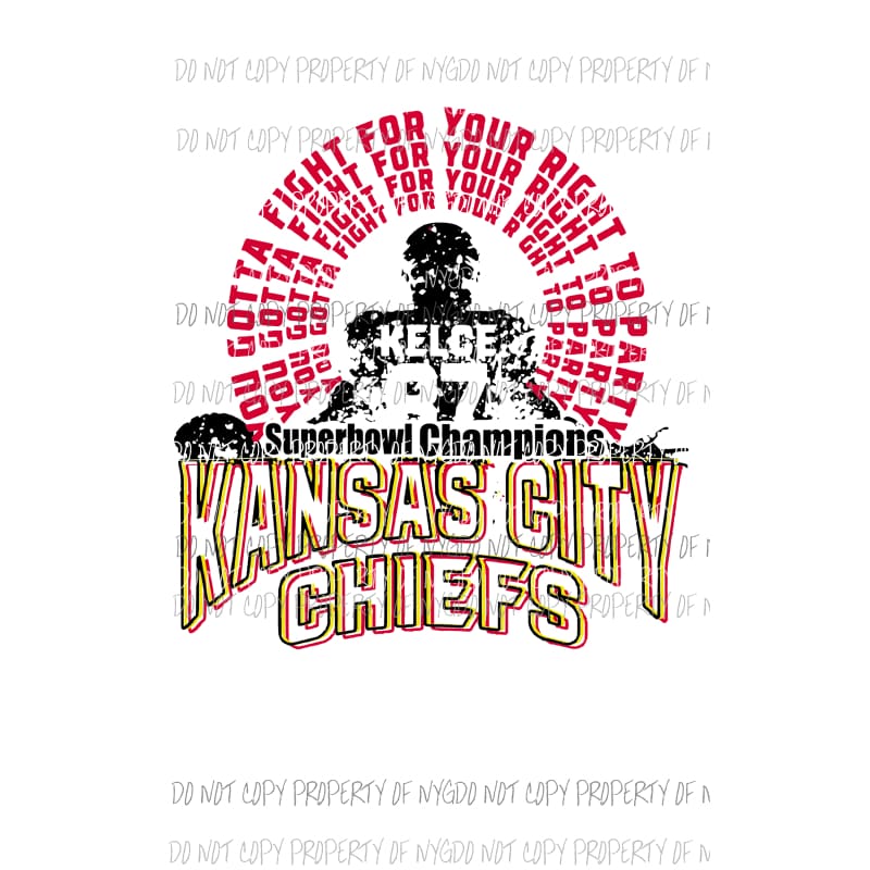 Kansas City Chiefs Superbowl Champions #9 Sublimation transfers Heat Transfer