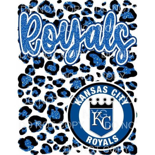 Kansas City Royals Baseball Blue Glitter Leopard Background 