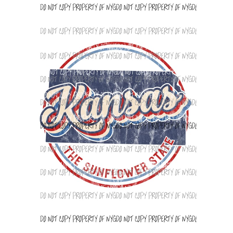 Kansas state Retro Circle Sublimation transfers Heat Transfer