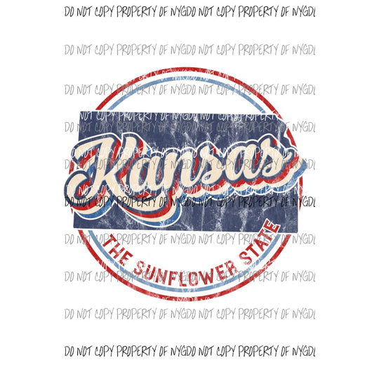 Kansas state Retro Circle Sublimation transfers Heat Transfer