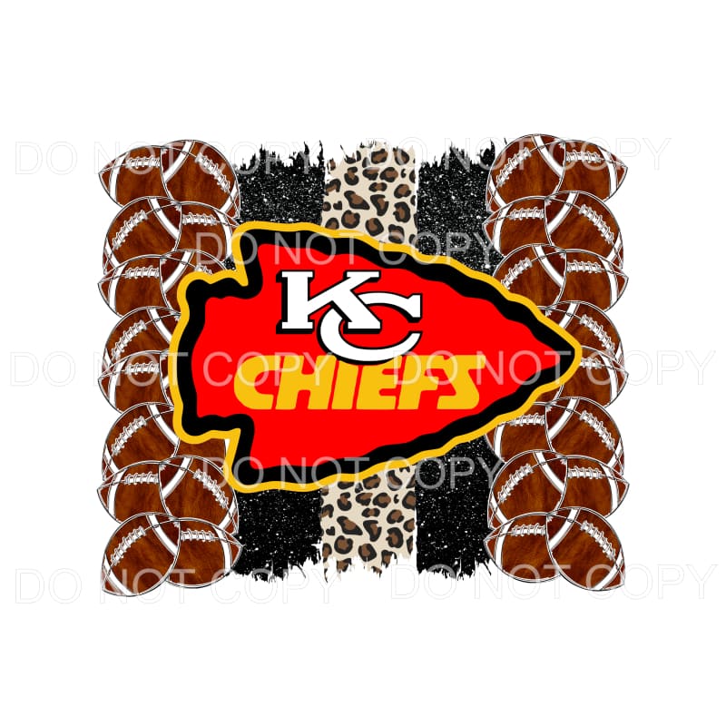 KC Chiefs Orange Yellow Arrowhead Footballs Black Glitter 