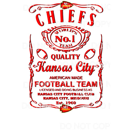 KC Chiefs Whiskey Label Sublimation transfers - Heat 