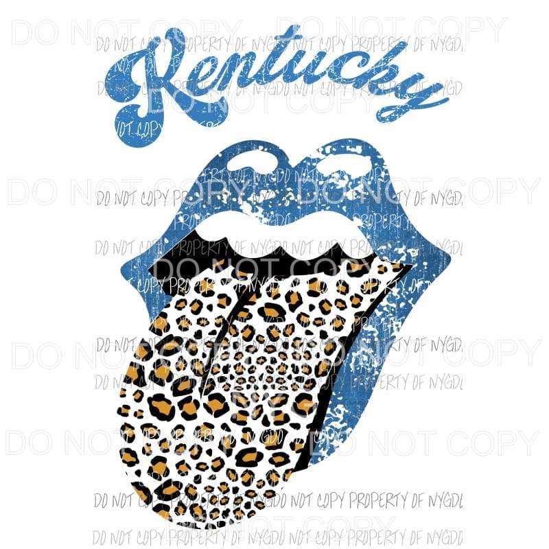 Kentucky Rolling Stones Lips #3 brown leopard Sublimation transfers Heat Transfer