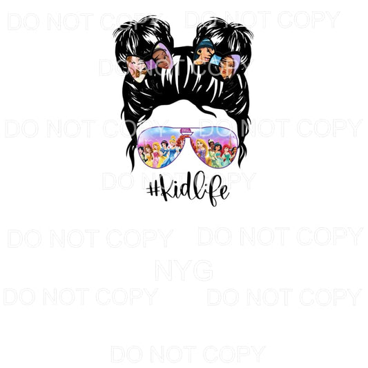 Kid Life Messy Bun Disney Princess Sublimation transfers - 