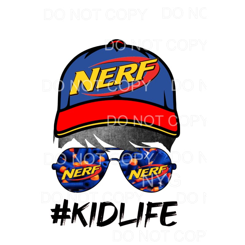 Kid Life Nerf Hat Aviators Black Hair Sublimation transfers 