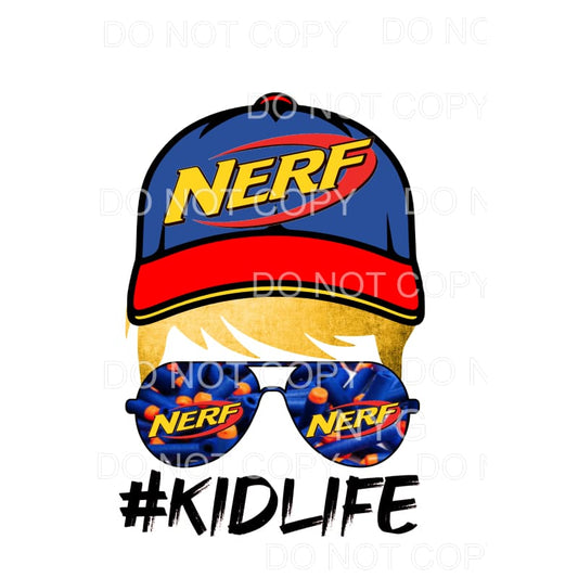 Kid Life Nerf Hat Aviators Blonde Hair Sublimation transfers