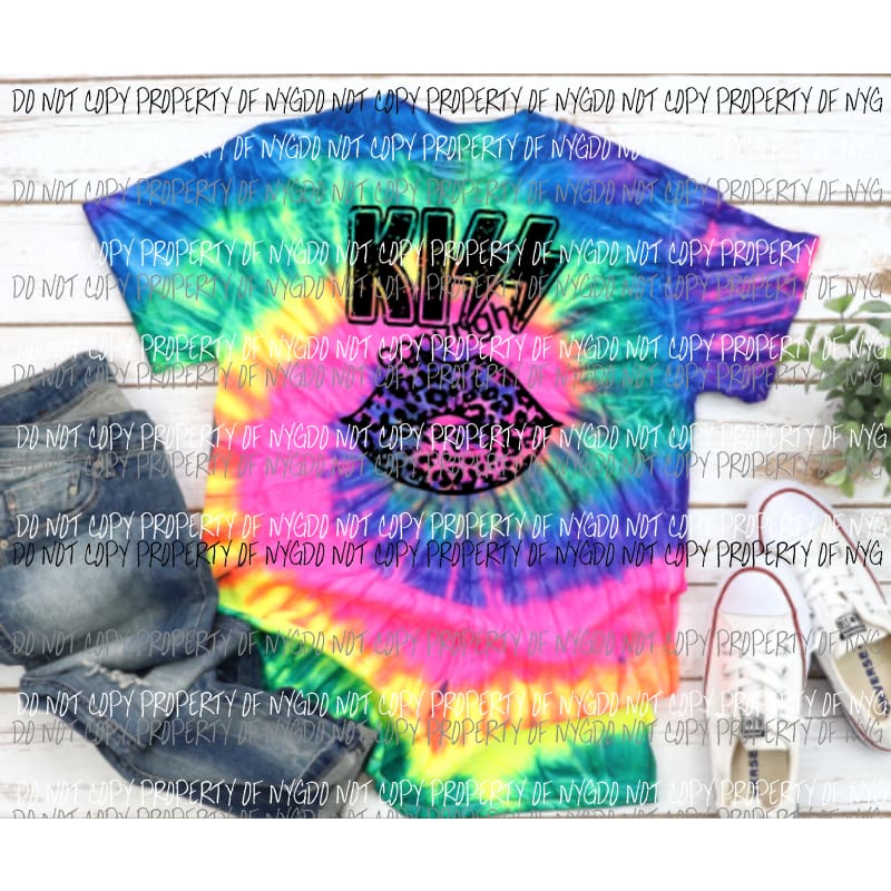 KISS LEOPARD LIPS BLACK SCREEN PRINT can go on any shirt adult 13x9 inches Heat Transfer