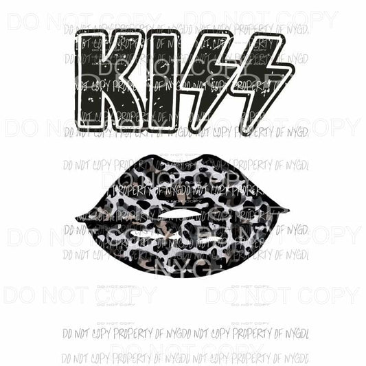KISS Lips #3 black leopard Sublimation transfers Heat Transfer