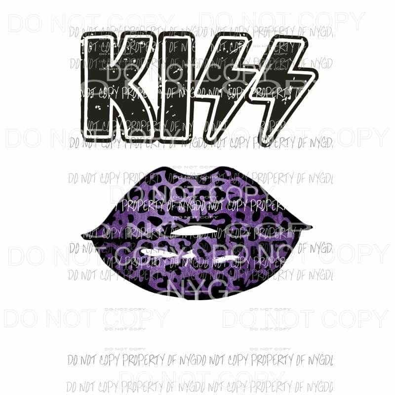 KISS Lips #7 purple leopard Sublimation transfers Heat Transfer