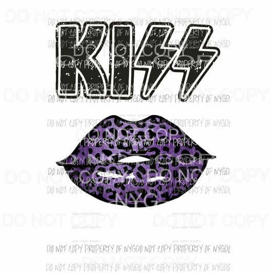 KISS Lips #7 purple leopard Sublimation transfers Heat Transfer