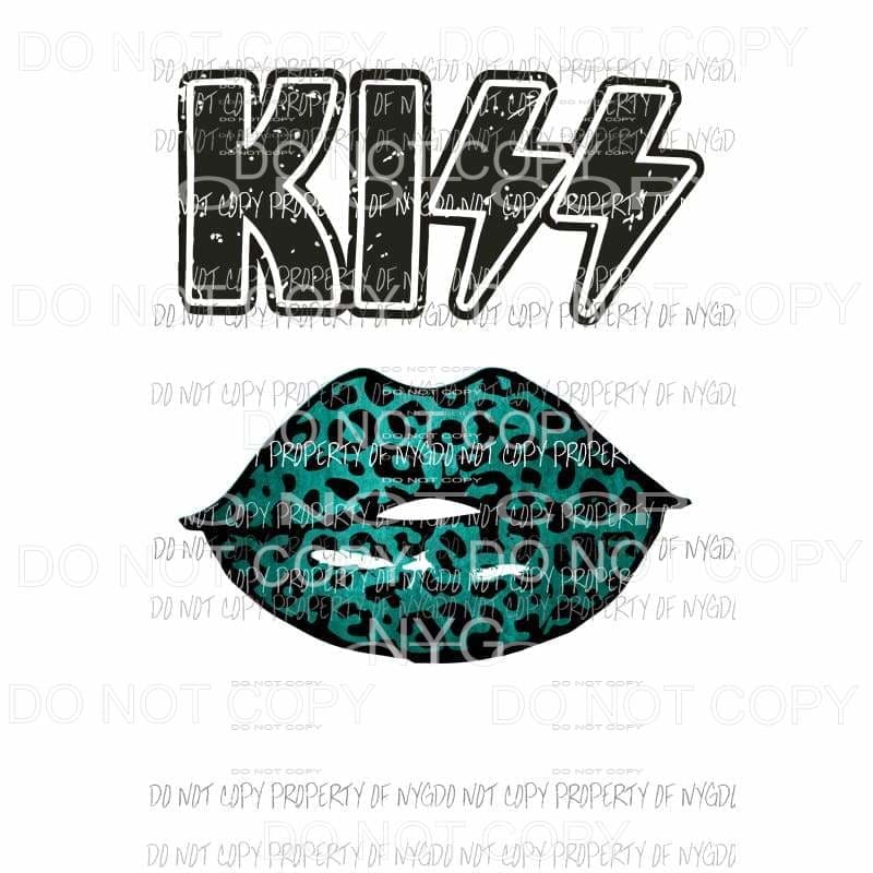 KISS Lips #9 turquoise leopard Sublimation transfers Heat Transfer