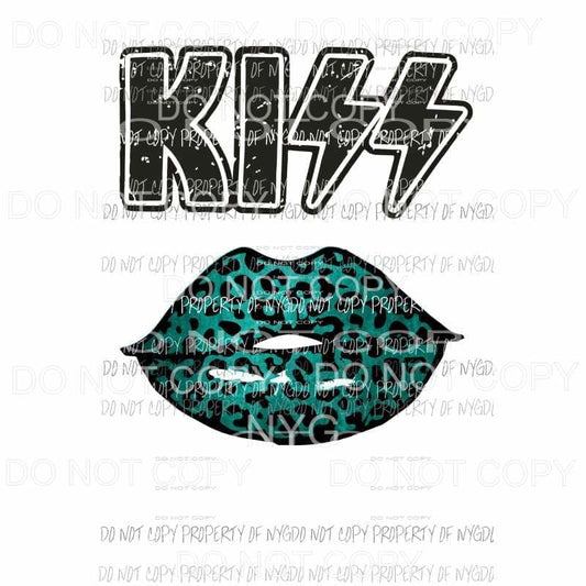 KISS Lips #9 turquoise leopard Sublimation transfers Heat Transfer
