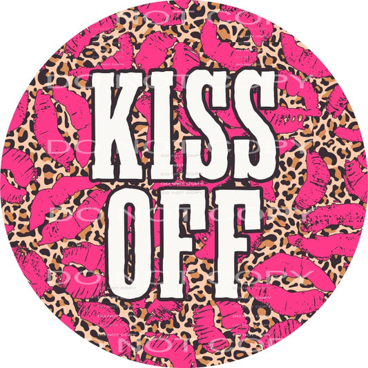 Kiss Off Pink Lips Leopard Circle Valentines Day #2594 